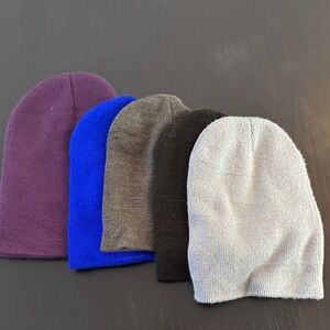 Kids Knit Beanie Collection - Purple, Blue, Gray, Black, Dark Gray